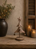 Roest metalen kerstboom met belletjes klein