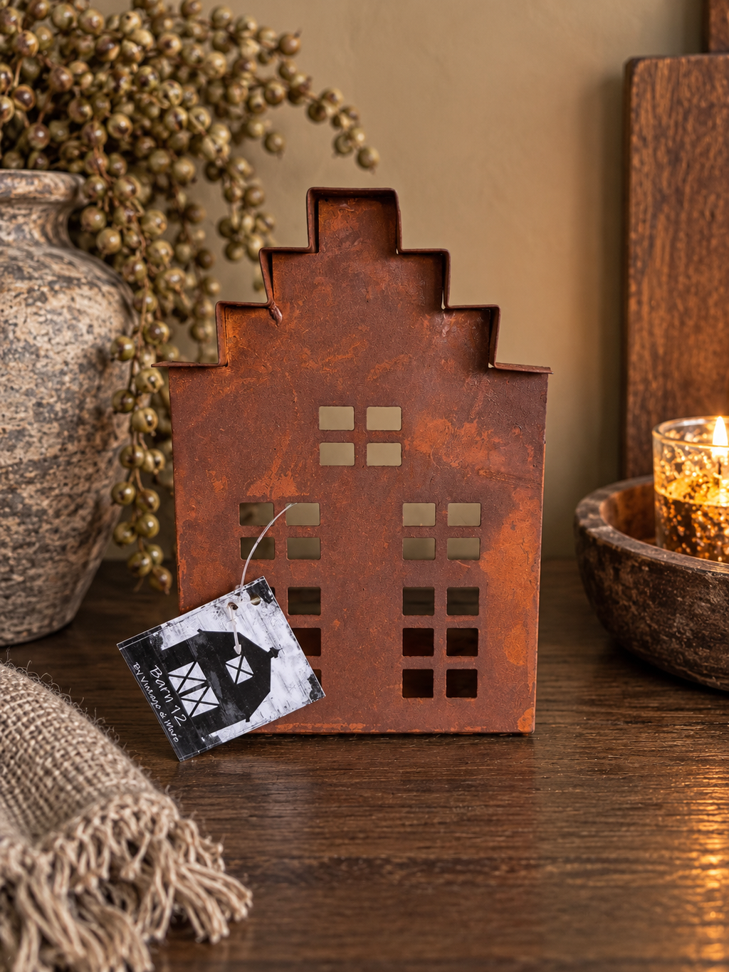 Decoratiehuisje Roest   15 cm