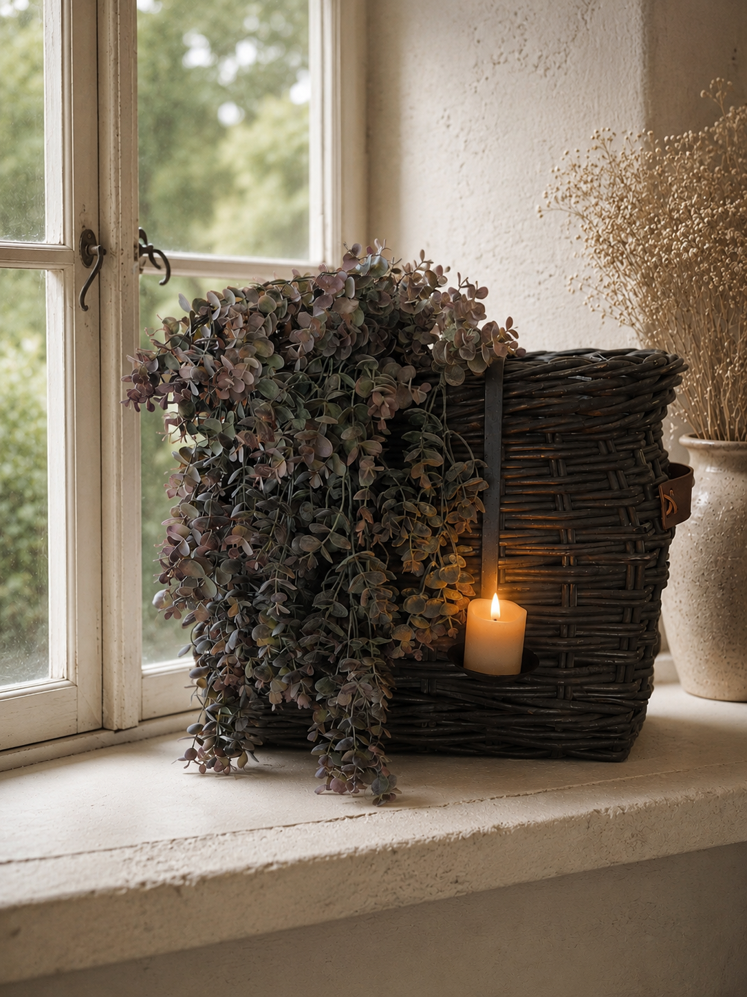 Landelijke Rattan Mand Set Old Grey groot