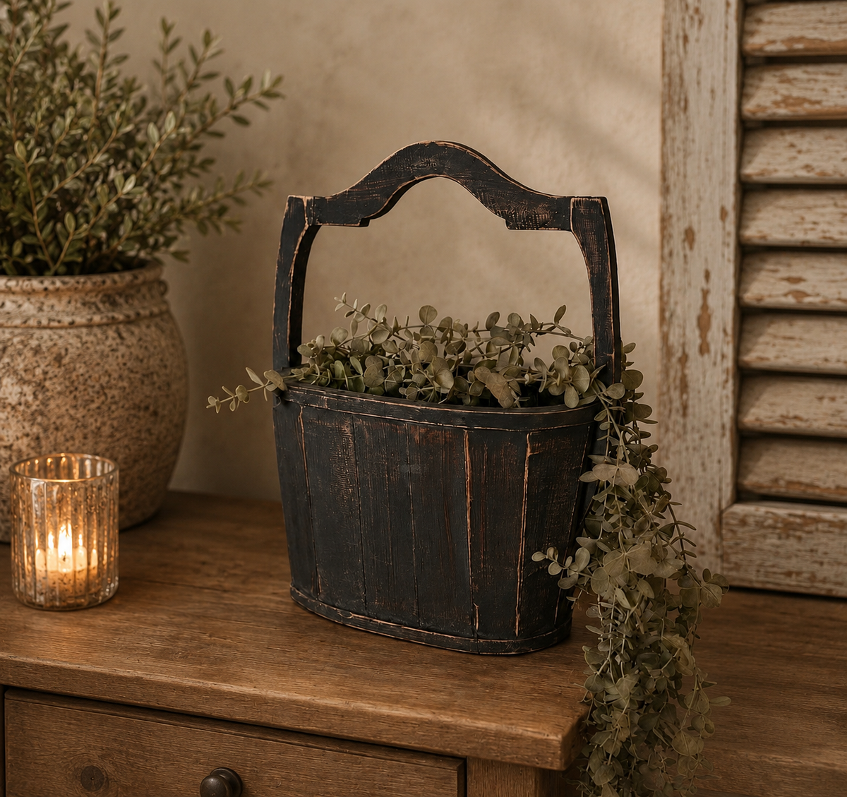 Houten sierdraagmand