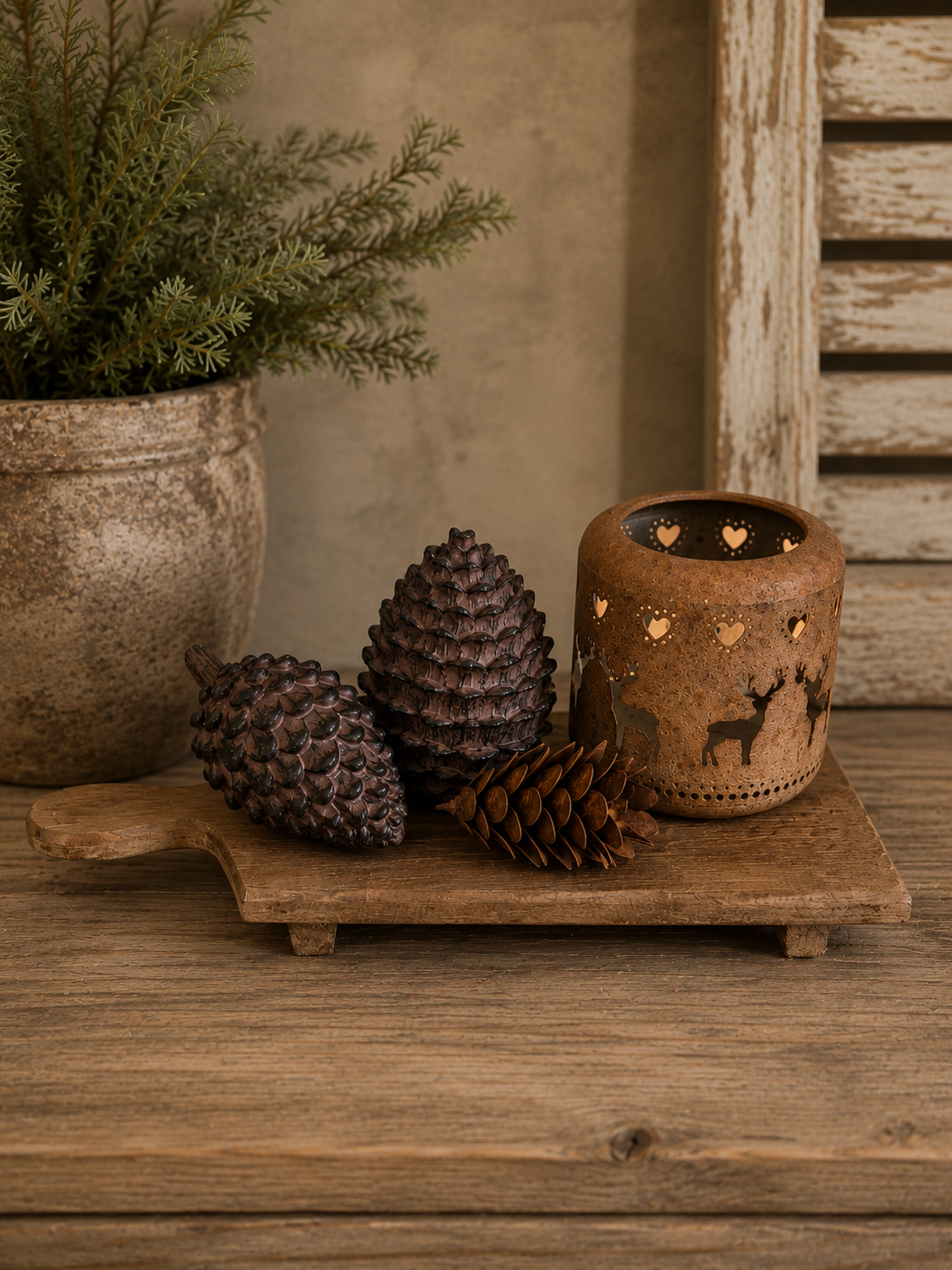 Decoratief kerstsetje met houten plateau