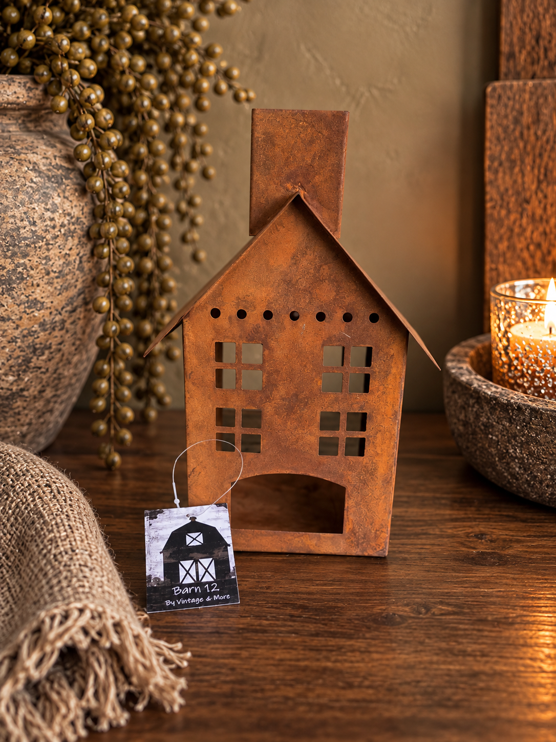 Decoratiehuisje Roest   21 cm
