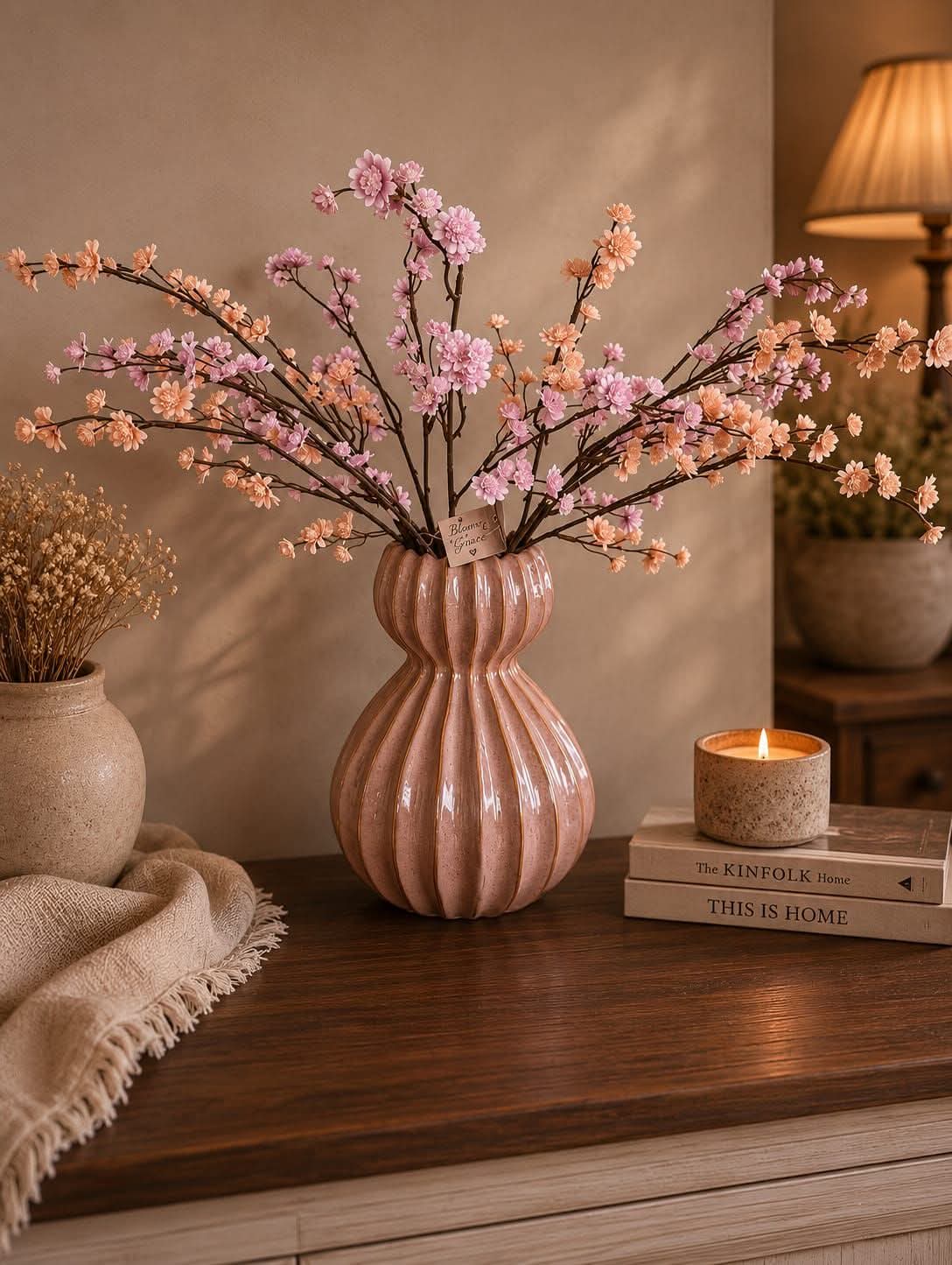 Vaas met kunstbloemen